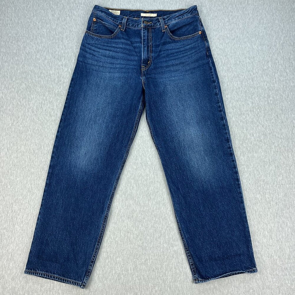 Levis Premium Dad Jeans Womens 31 *Fits 34x29 Blue Denim Wide-Leg Modern "Big E"